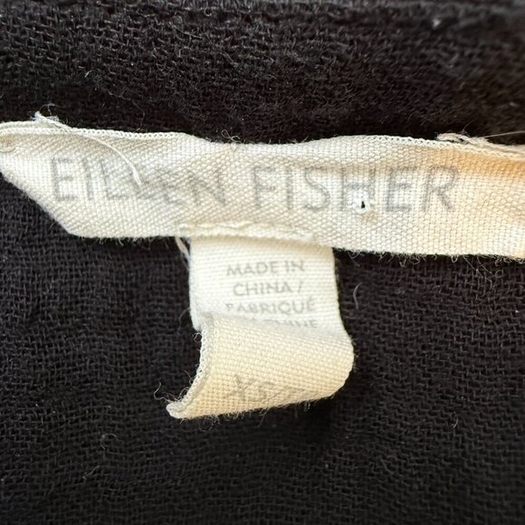 Eileen Fisher Organic Cotton Gauzy Mini Dress Women's XS Black Lagenlook Minimal - Picture 8 of 9